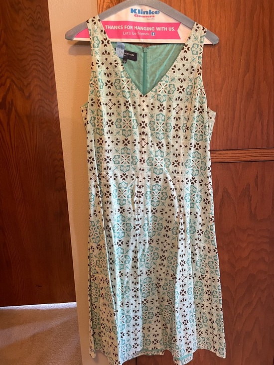 New York & Company Dresses & Skirts - New York & Company Mint Green and White Printed Sleeveless Midi Dress
